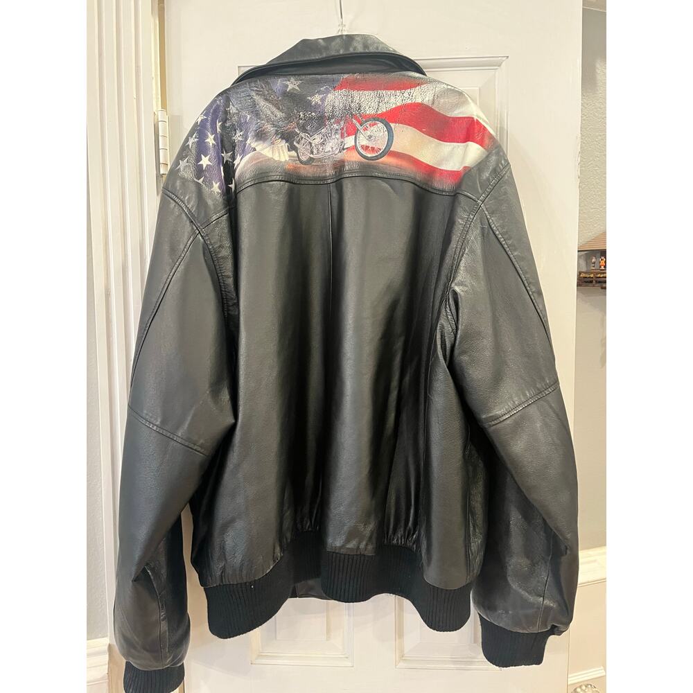 Bradford Exchange Biker Motorcycle Bomber Jacket Men XXL Grunge Streetwear Flaw
